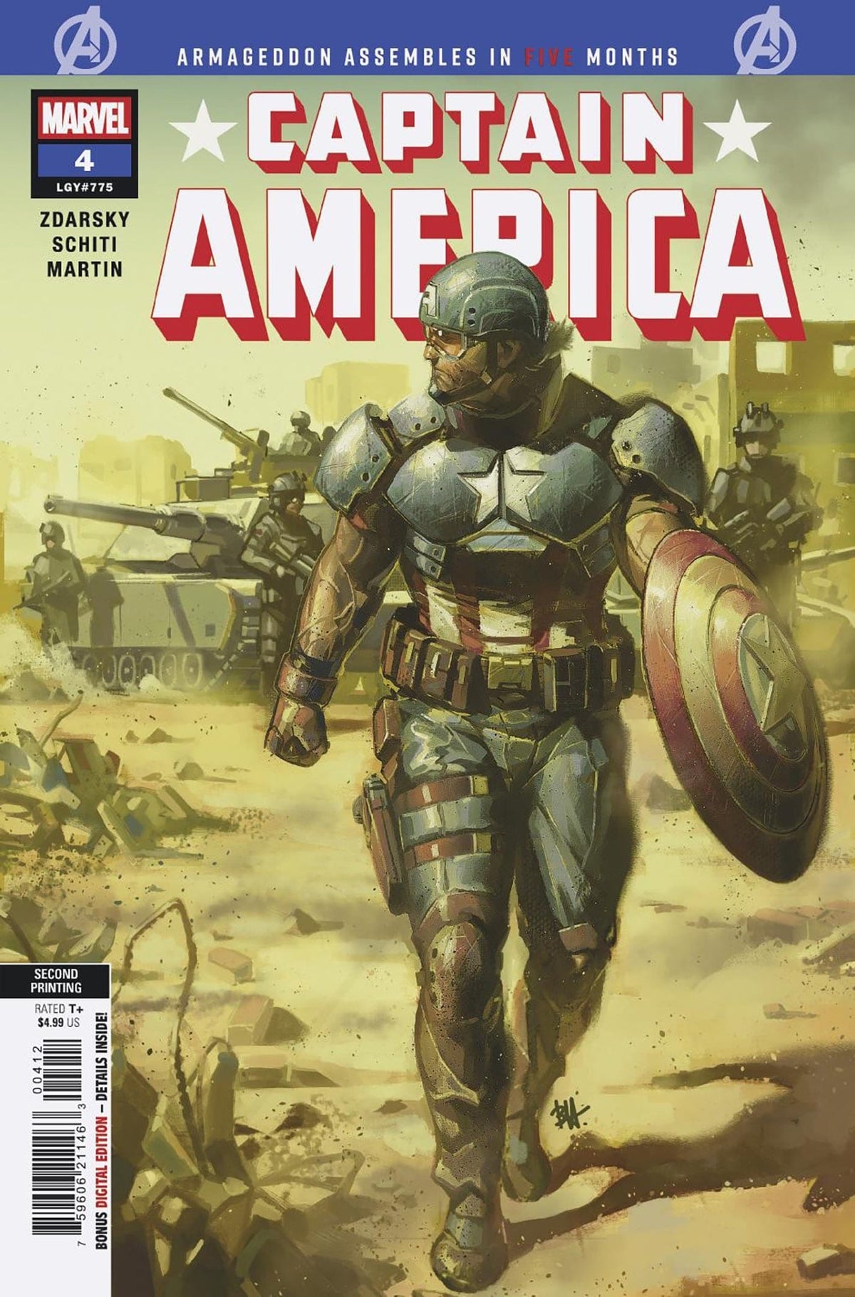 Marvel Comic Books CAPTAIN AMERICA #4 BEN HARVEY 2ND PRINTING VARIANT 75960621146300412 PRH-75960621146300412