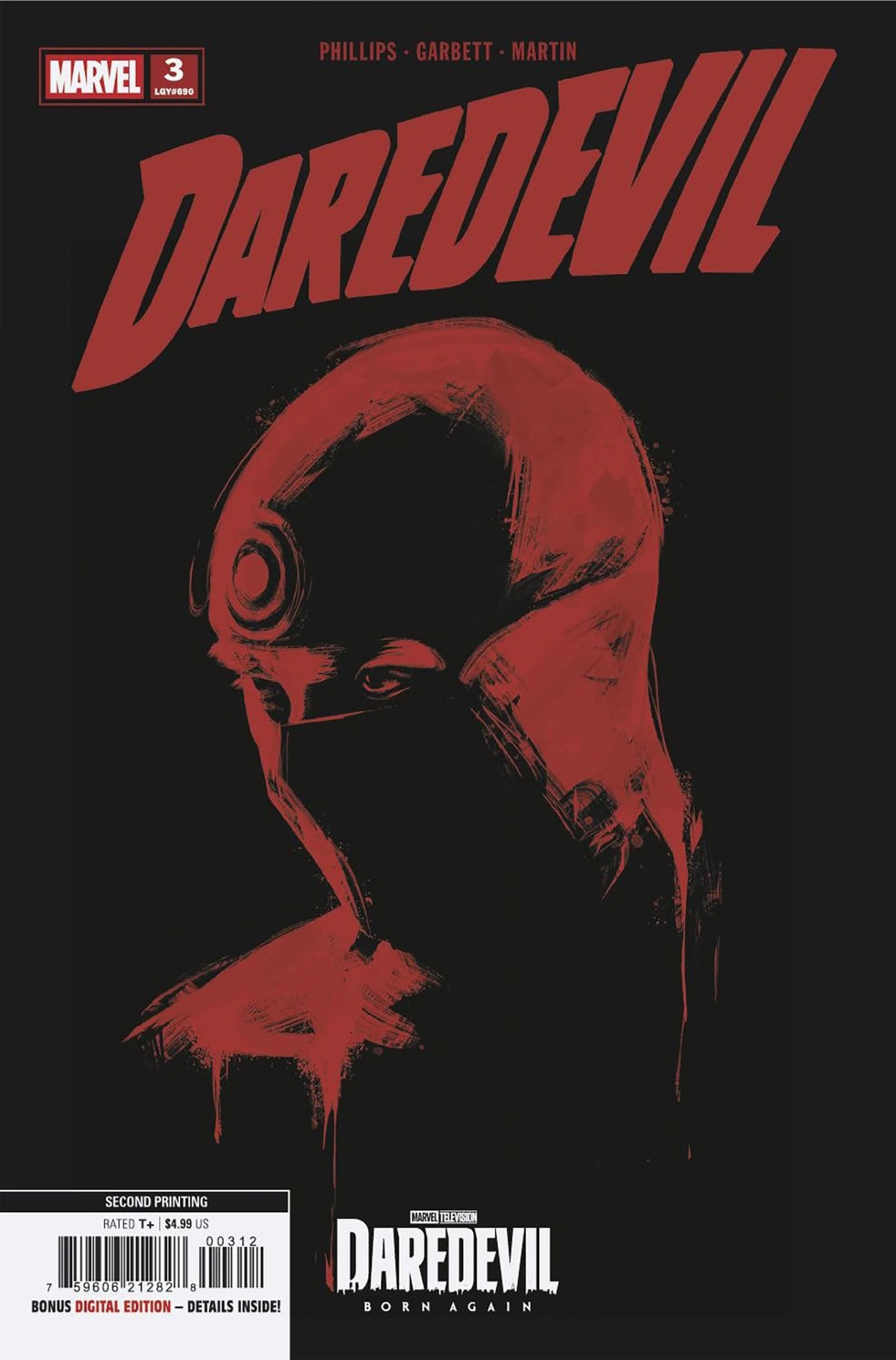 Marvel Comic Books DAREDEVIL #3 MARVEL TELEVISION 2ND PRINTING VARIANT 75960621282800312 PRH-75960621282800312