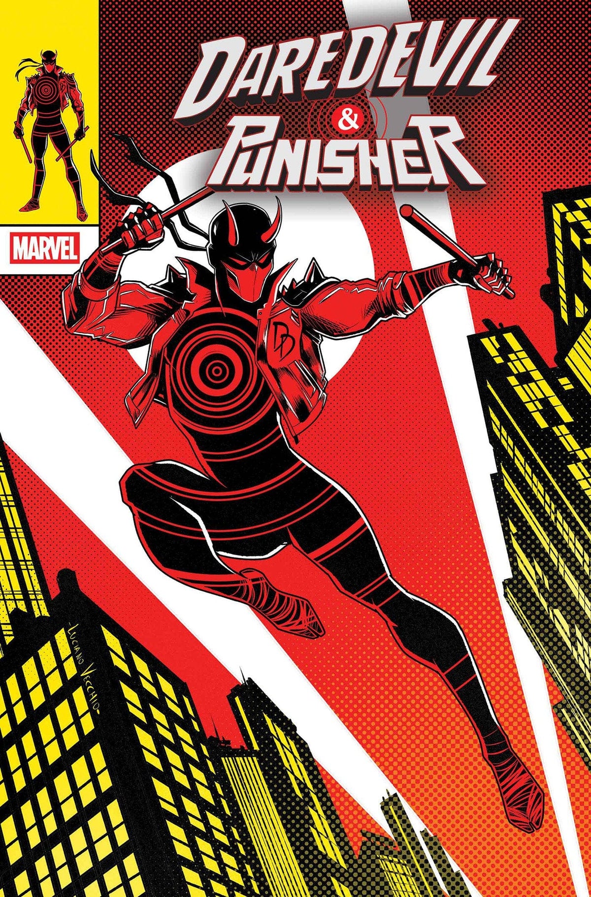 Marvel Comic Books DAREDEVIL/PUNISHER: THE DEVIL'S TRIGGER #1 LUCIANO VECCHIO FROM THE CHAOS A COSTUME VARIANT 75960621442600131 PRH-75960621442600131