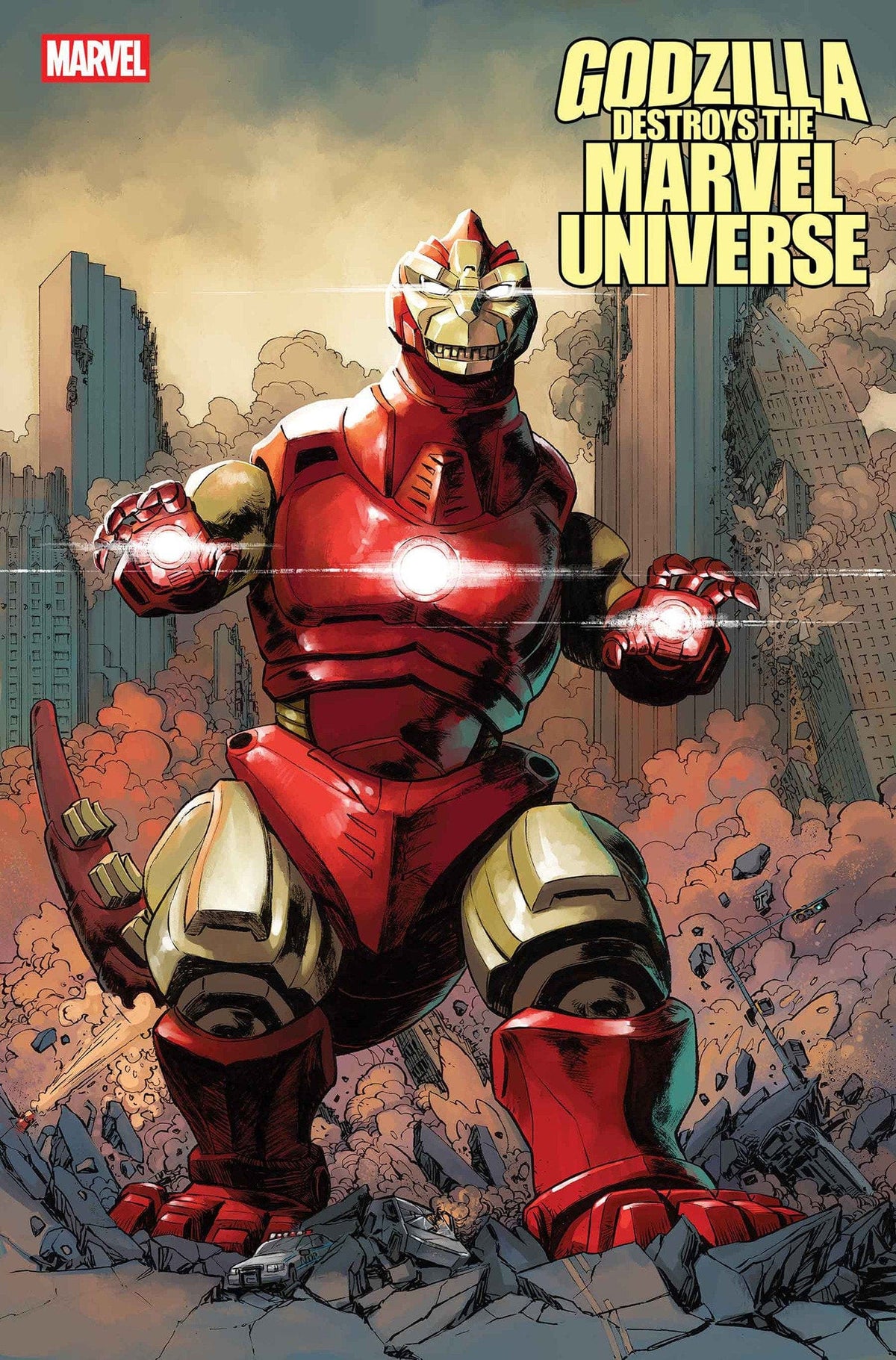 Marvel Comic Books GODZILLA DESTROYS THE MARVEL UNIVERSE #3 DAVE WACHTER MARVELIZED IRON MAN-ZILLA VARIANT 75960621228600341 PRH-75960621228600341