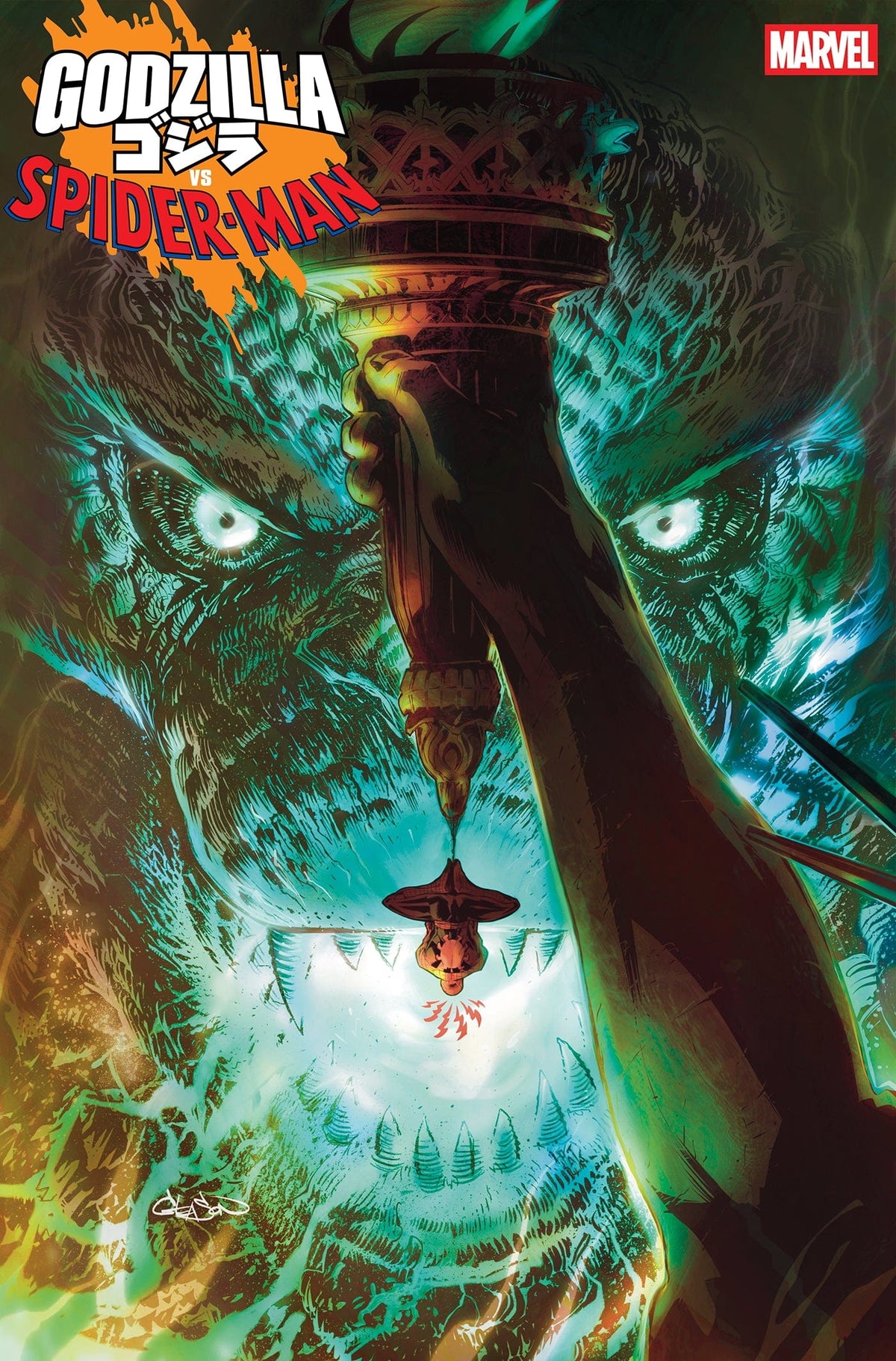 Marvel Comic Books GODZILLA VS. SPIDER-MAN #1 PATRICK GLEASON FOIL VARIANT 75960621224800121 PRH-75960621224800121