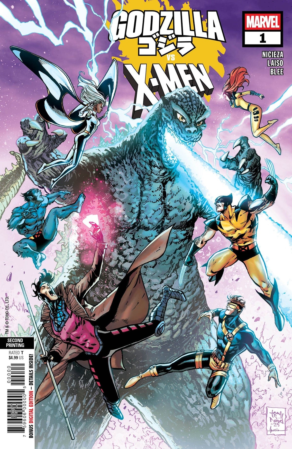 Marvel Comic Books GODZILLA VS. X-MEN #1 TONY DANIEL 2ND PRINTING VARIANT 75960621226200112 PRH-75960621226200112