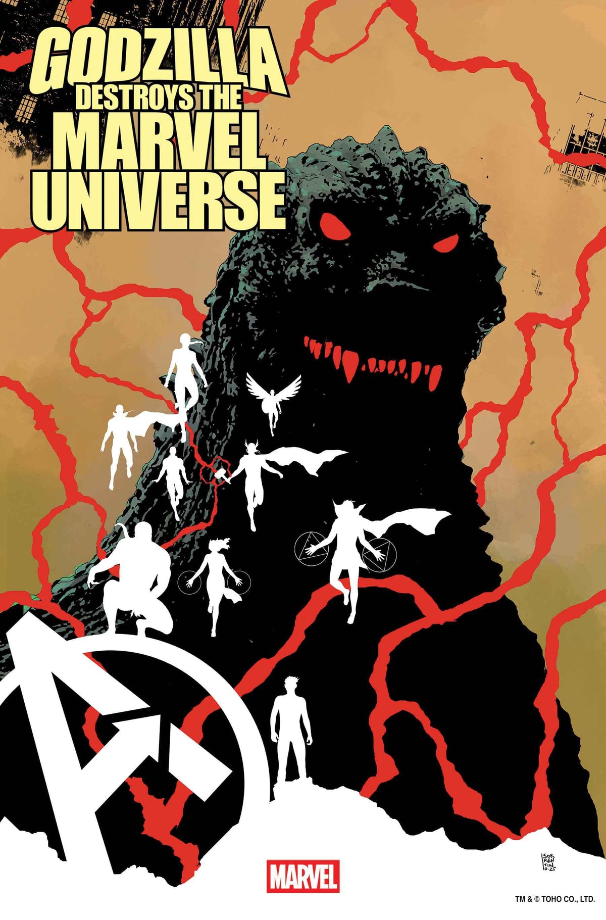 Marvel Comic Books > Incentives GODZILLA DESTROYS THE MARVEL UNIVERSE #2 1:25 INCV ANDREA SORRENTINO VARIANT 75960621228600216 PRH-75960621228600216