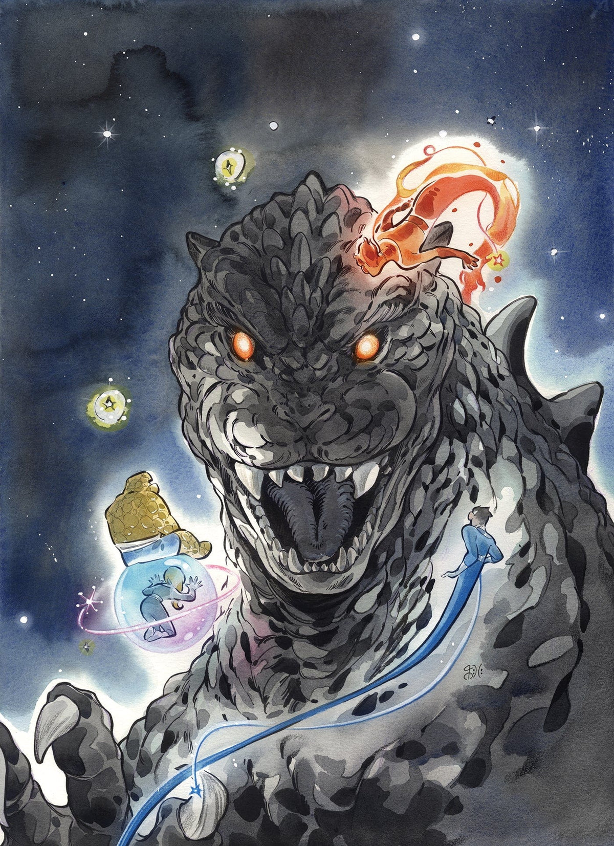 Marvel Comic Books > Incentives GODZILLA VS. FANTASTIC FOUR #1 1:100 INCV PEACH MOMOKO VIRGIN VARIANT 75960621223100116 PRH-75960621223100116