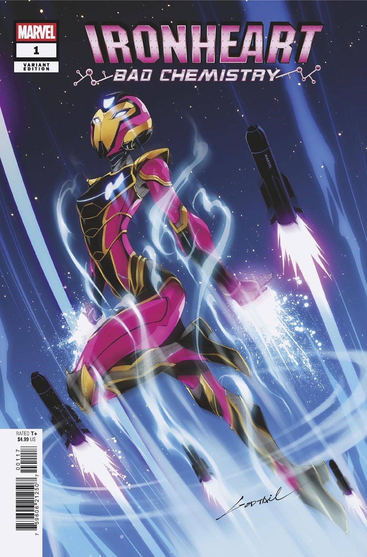 Marvel Comic Books > Incentives IRONHEART: BAD CHEMISTRY #1 1:25 INCV GODTAIL VARIANT 75960621250700117 PRH-75960621250700117