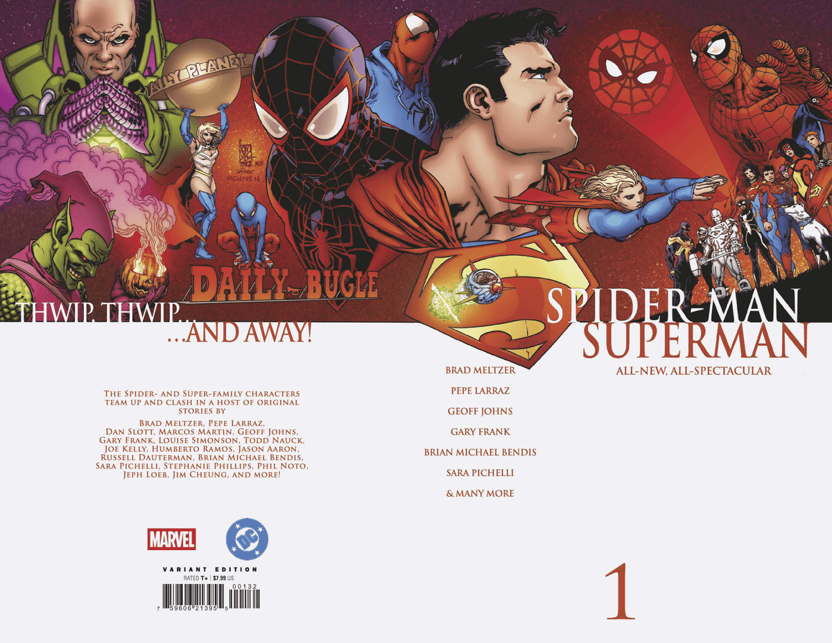 Marvel Comic Books > Incentives MARVEL/DC: SPIDER-MAN/SUPERMAN #1 1:25 INCV GIUSEPPE CAMUNCOLI HOMAGE VARIANT 75960621395500132 PRH-75960621395500132