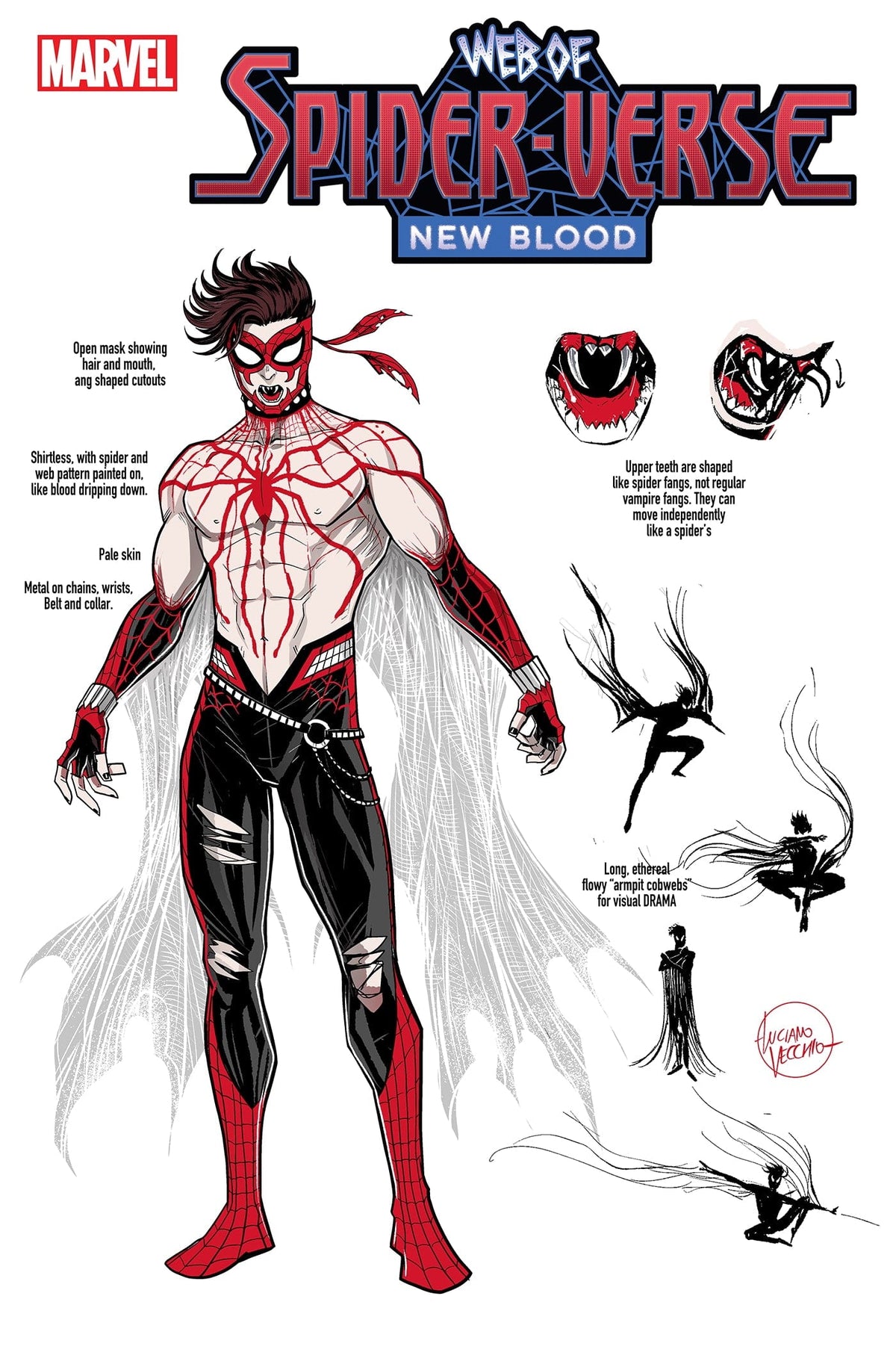 Marvel Comic Books > Incentives WEB OF SPIDER-VERSE: NEW BLOOD #1 1:10 INCV LUCIANO VECCHIO DESIGN VARIANT 75960621211800116 PRH-75960621211800116