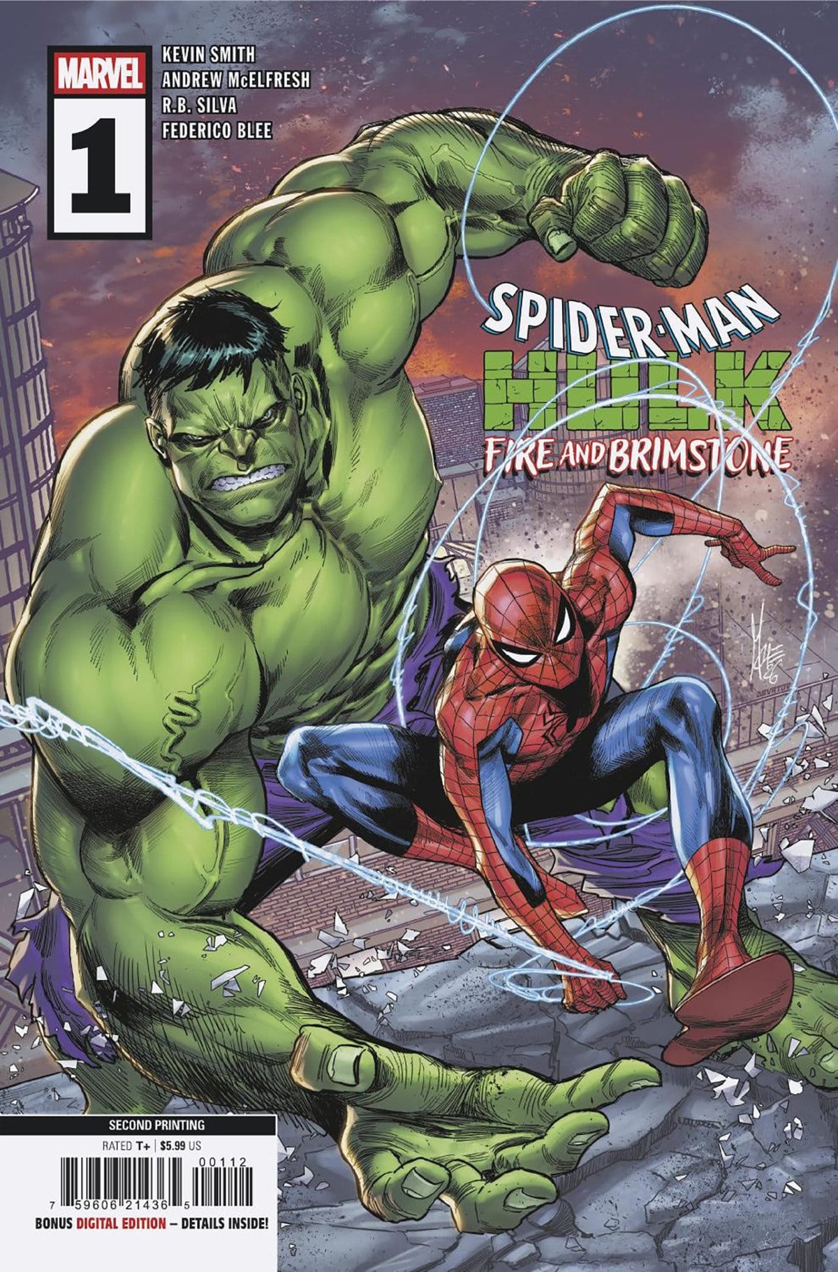 Marvel Comic Books SPIDER-MAN/HULK: FIRE AND BRIMSTONE #1 MARCO CHECCHETTO 2ND PRINTING VARIANT (Release Date: 09/30/2026) 75960621436500112 PRH-75960621436500112