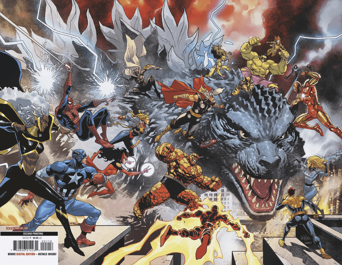 Marvel PRH Comic Books > Incentives GODZILLA VS. FANTASTIC FOUR #1 LEINIL YU WRAPAROUND 1:25 INCV VIRGIN 2ND PRINTING VARIANT 75960621223100118 PRH-75960621223100118