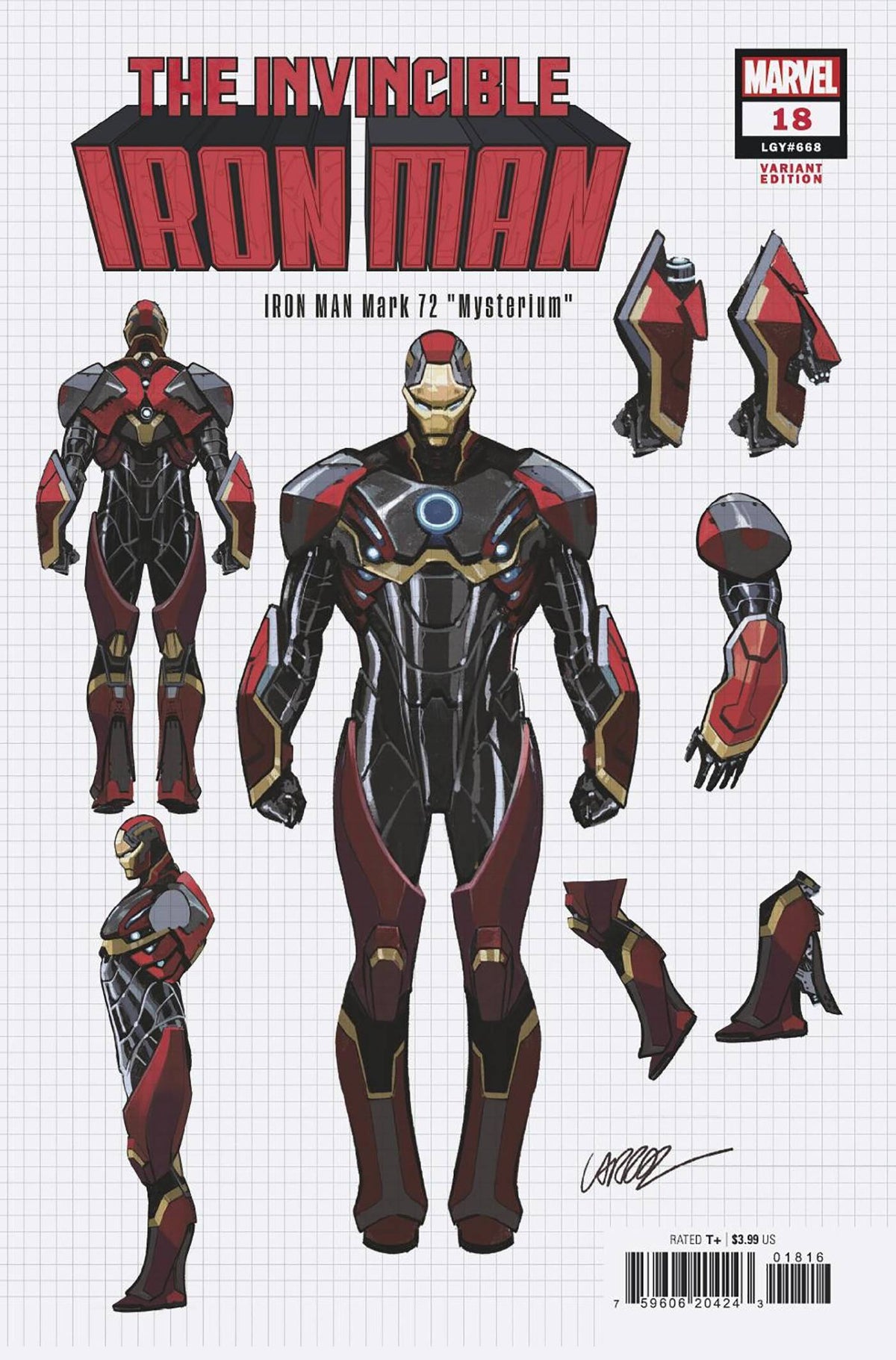 MARVEL PRH Comic Books > Incentives INVINCIBLE IRON MAN #18 1:10 INCV PEPE LARRAZ DESIGN VAR 75960620424301816 MAR240745