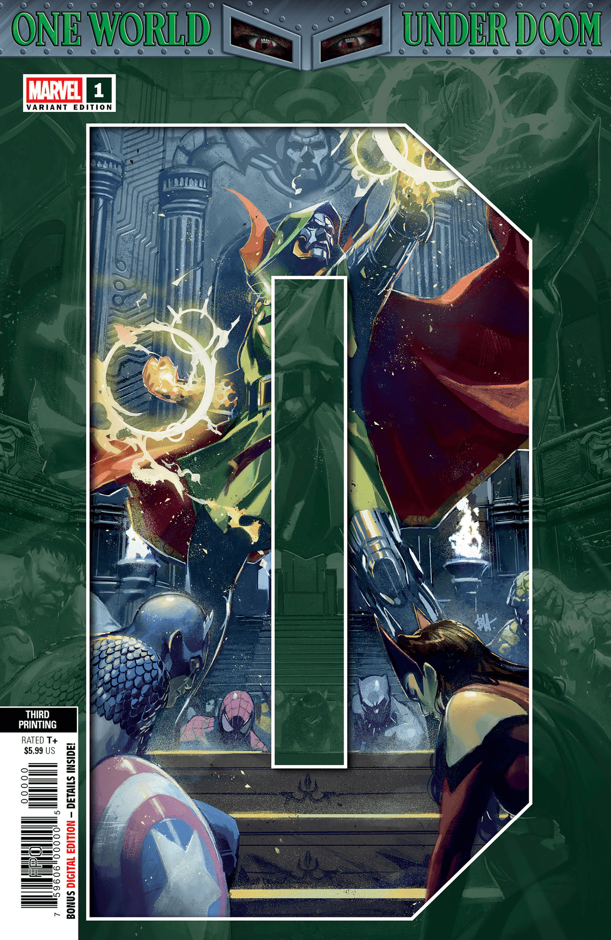 Marvel PRH Comic Books ONE WORLD UNDER DOOM #1 BEN HARVEY 3RD PRINTING VARIANT 75960620860900113 PRH-75960620860900113