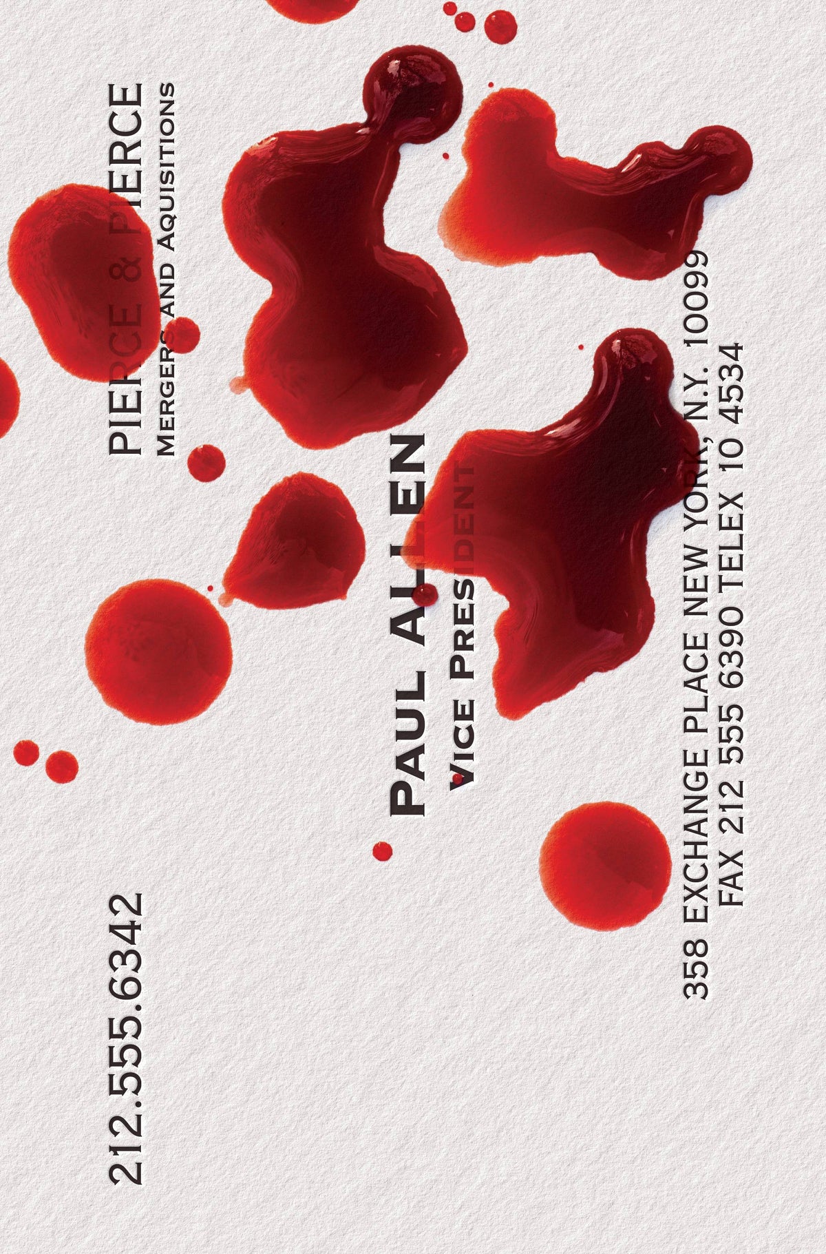 Massive Comic Books AMERICAN PSYCHO #2 (OF 4) CVR C BRUDER BUSINESS CARD (MR) 81013165004900231 SEP231103