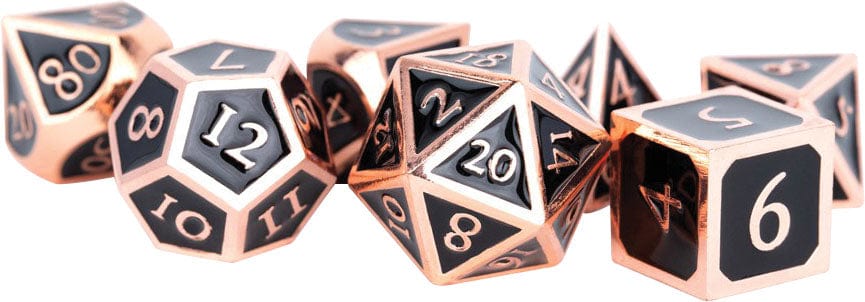 Metallic Dice Games Dice > Metallic Dice Games 16mm Metal Polyhedral Dice Set: Antique Copper with Black Enamel 680599383281 MET 018
