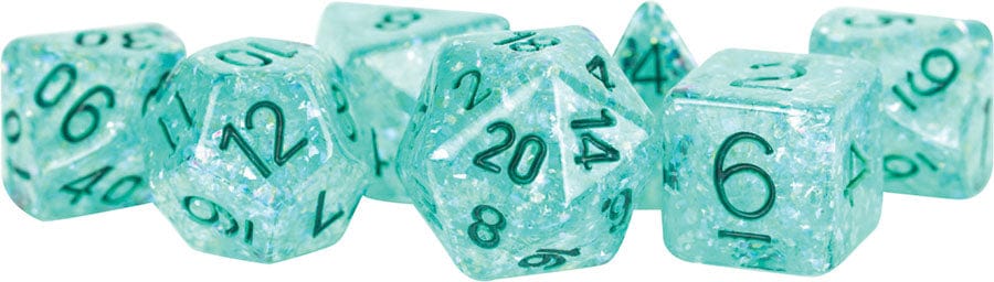 Metallic Dice Games Dice > Metallic Dice Games 16mm Resin Flash Dice Poly Set: Teal (7) 680599383908 MET 685