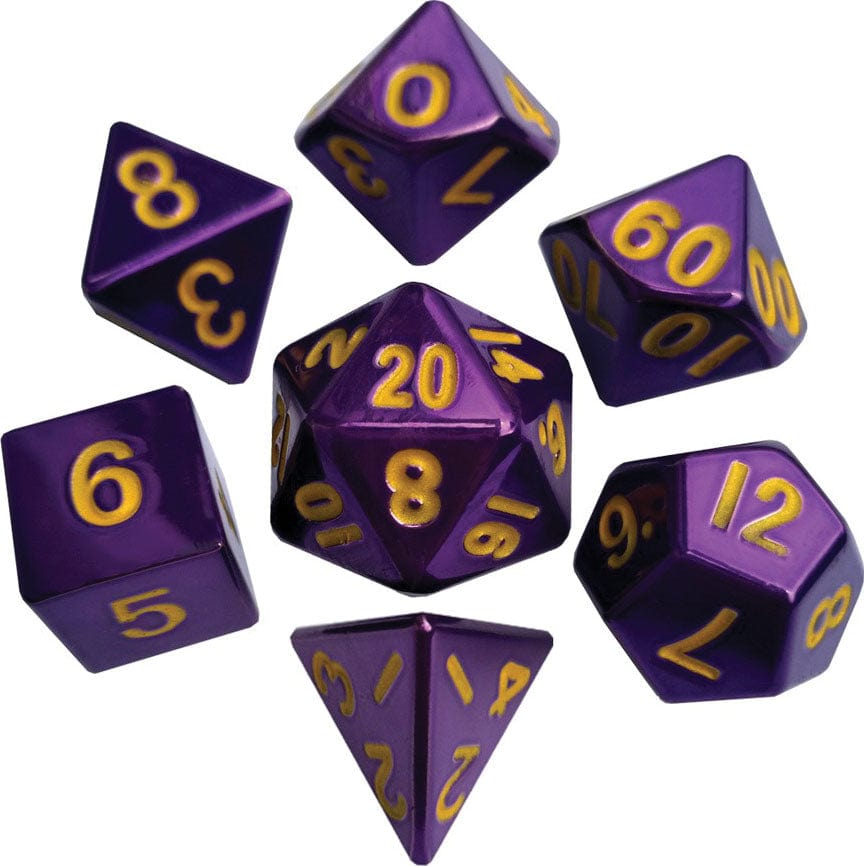 Metallic Dice Games Dice > Metallic Dice Games FanRoll: 16mm Painted Metal Polyhedral Dice Set - Purple 852678889087 MET 013
