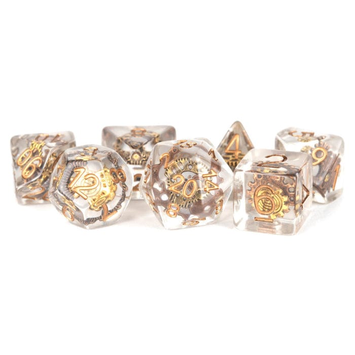 Metallic Dice Games Dice > Metallic Dice Games FanRoll: 16mm Resin Poly Dice Set 7ct - Gear Dice 680599384967 MET 740