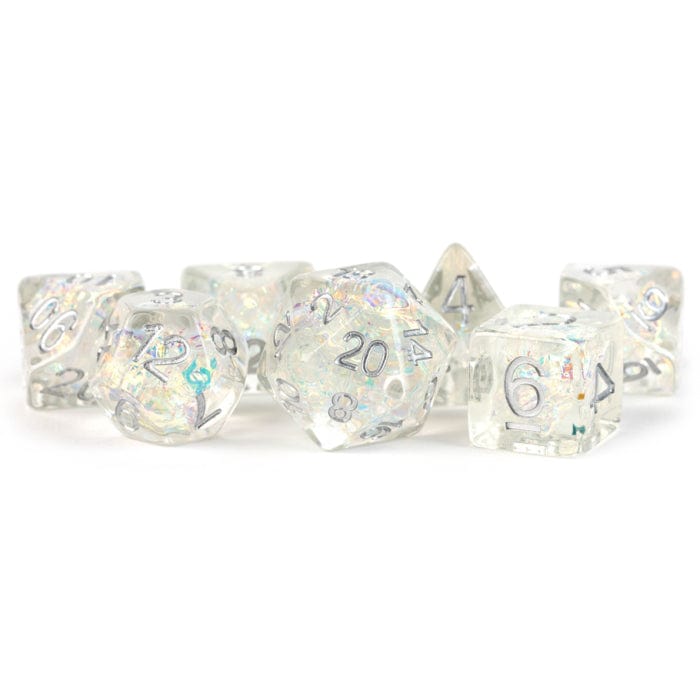 Metallic Dice Games Dice > Metallic Dice Games FanRoll: 16mm Resin Poly Dice Set 7ct - Rainbow Frost 687700231745 MET 759
