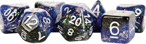 Metallic Dice Games Dice > Metallic Dice Games FanRoll: Eternal Resin Polyhedral Dice 7ct - Blue/Black 680599384349 MET 632