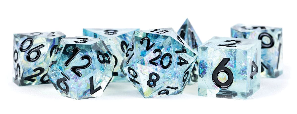Metallic Dice Games Dice > Metallic Dice Games FanRoll: Handcrafted Sharp Edge Resin Dice 7ct - Captured Frost 687700231264 MET 931
