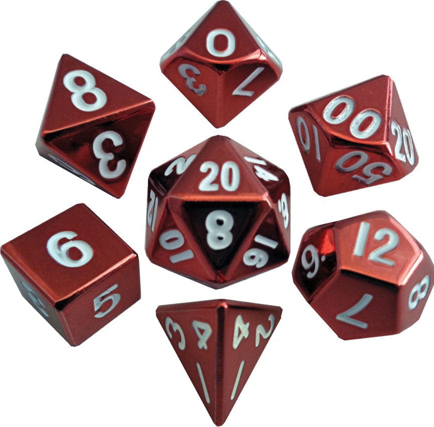 Metallic Dice Games Dice > Metallic Dice Games FanRoll: Painted Metal Polyhedral Dice Set - Red 852678888752 MET 011
