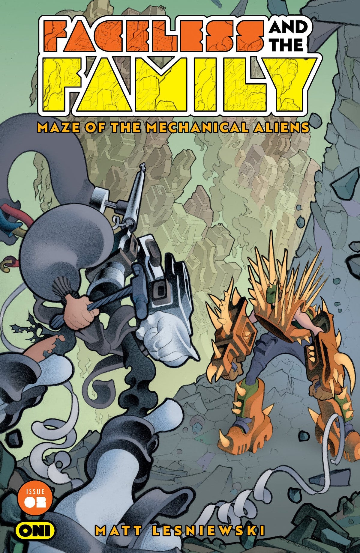 Oni Press Comic Books FACELESS AND THE FAMILY MAZE OF THE MECHANICAL ALIENS #2 CVR A MATT LESNIEWSKI (Release Date: 08/12/2026) 64985600902900211 PRH-64985600902900211