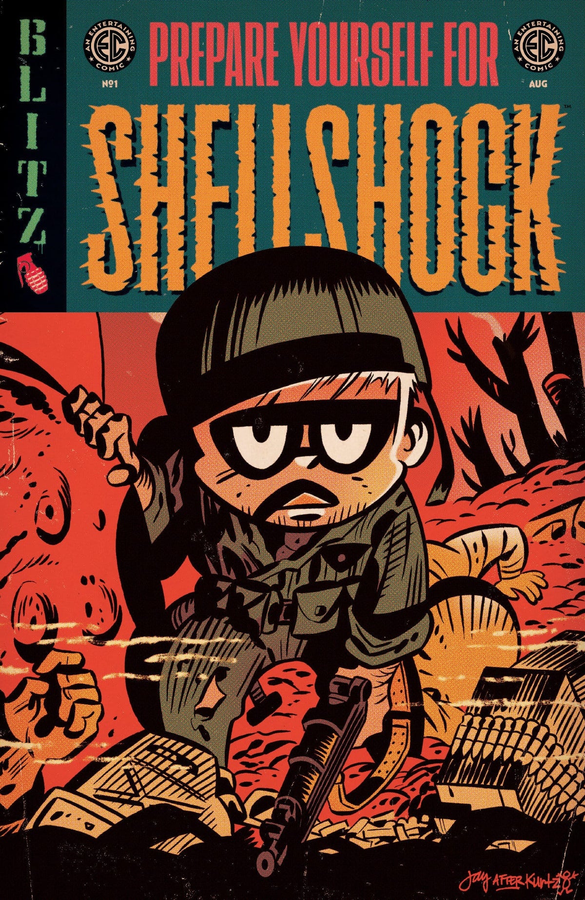 Oni Press Comic Books > Incentives EC SHELLSHOCK #1 CVR E INC 1:10 JAY STEPHENS EC HOMAGE VAR 64985600901200151 PRH-64985600901200151