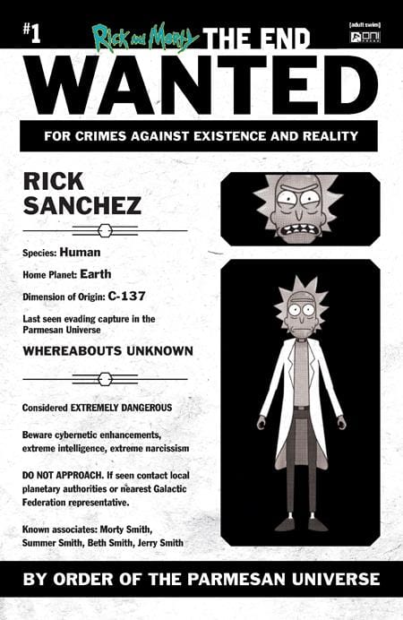 Oni Press Comic Books > Incentives RICK AND MORTY THE END #1 CVR E INC 1:10 MOST WANTED VAR 64985600882400151 1025ON0881
