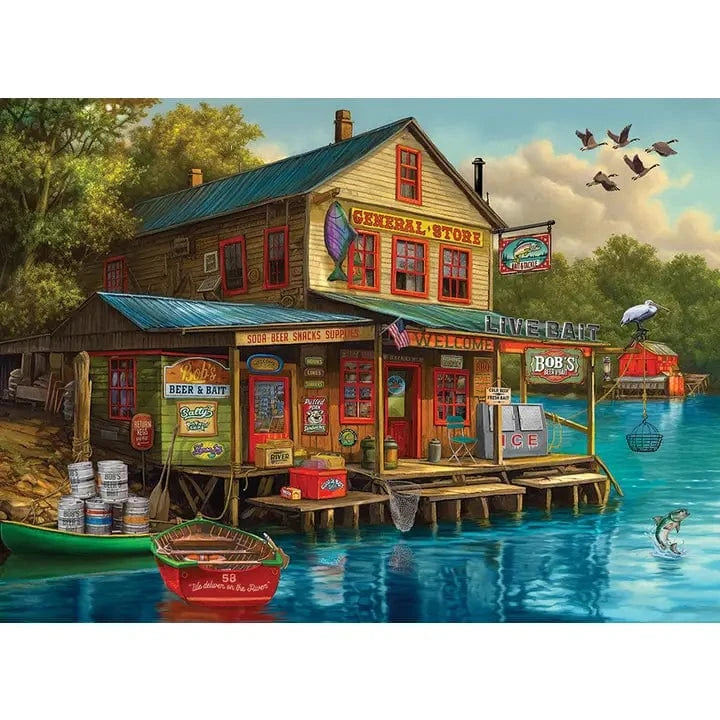Outset Games and Cobble Hill Puzzles Puzzles > Jigsaw Puzzles Bob's Beer and Bait 1000pc Puzzle 625012402811 40281