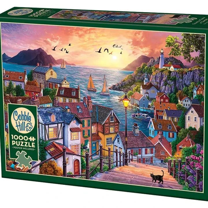 Outset Games and Cobble Hill Puzzles Puzzles > Jigsaw Puzzles Coastal Town At Sunset 1000pc Puzzle 625012402842 40284