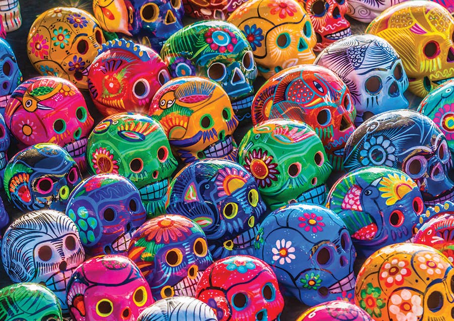 Outset Games and Cobble Hill Puzzles Puzzles > Jigsaw Puzzles Colorful Skulls 1000pc Enjoy Puzzle 5949194014644 E-1464