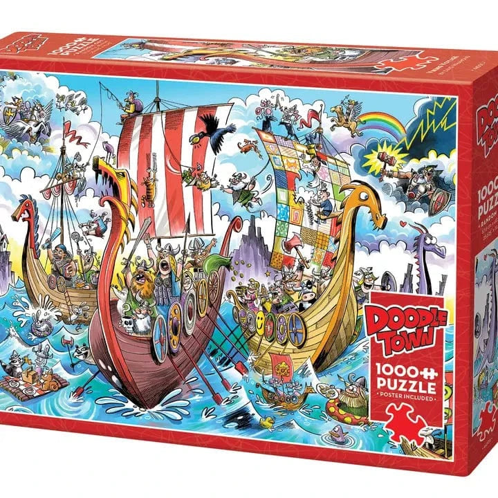 Outset Games and Cobble Hill Puzzles Puzzles > Jigsaw Puzzles Doodletown: Viking Voyage 1000pc Puzzle 625012445054 44505
