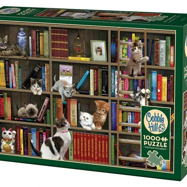 Outset Games and Cobble Hill Puzzles Puzzles > Jigsaw Puzzles Kitty Librarians 1000pc Puzzle 625012402491 40249