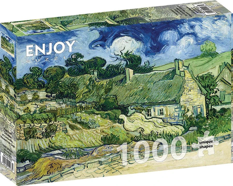 Outset Media Puzzles > Jigsaw Puzzles Enjoy Puzzle: 1000pc Ribbon Cut - Van Gogh, Thatched Cottages at Cordeville 5949194011735 E-1173