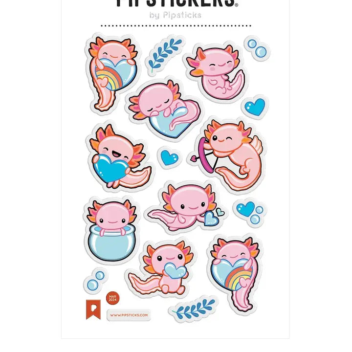 Pipsticks Stationery Puffy Axolotl Fun Sticker Pack 852406962044 AS006204