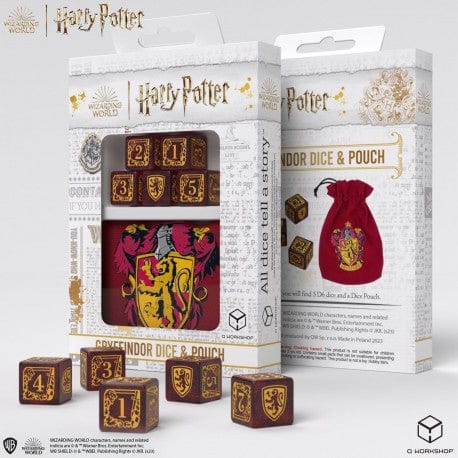 Q Workshop Dice > Q Workshop Q Workshop: Harry Potter - Gryffindor Dice & Pouch Set (d6) 5907699496846 QWS 190142-1A-D6B