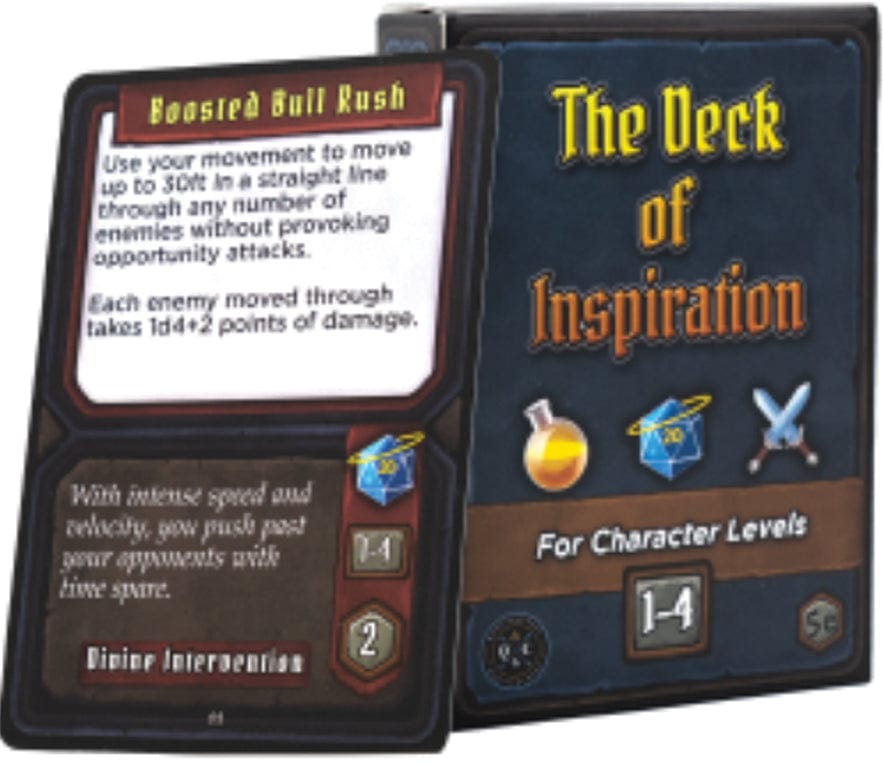 Quests and Chaos Tabletop Games > Role-Playing Games > Accessories Quests and Chaos: Deck of Inspiration - Levels 1-4 (5E) 196852985494 QNC 1001