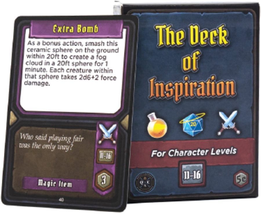 Quests and Chaos Tabletop Games > Role-Playing Games > Accessories Quests and Chaos: Deck of Inspiration - Levels 11-16 (5E) 196852196708 QNC 1003