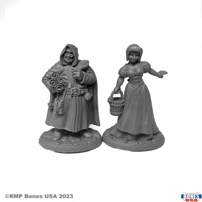 Reaper Miniatures Miniatures > Reaper Bones Black: Townsfolk - Sage and Milk Maid 762486301216 30121