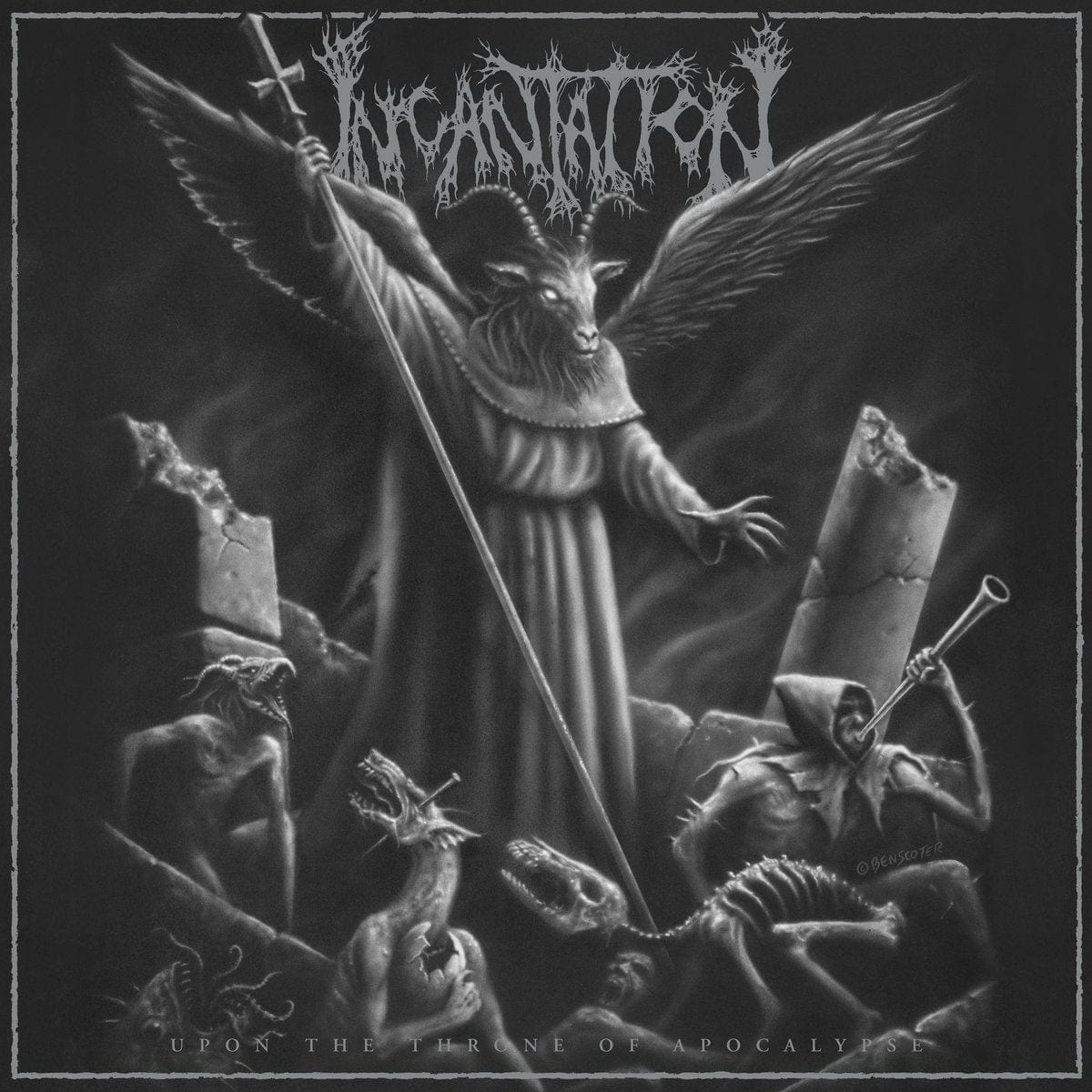 Incantation Music > Vinyl Records Incantation - Upon The Throne Of Apocalypse (Black, Silver, & White Splatter Vinyl) 781676505418 RPE50541.1