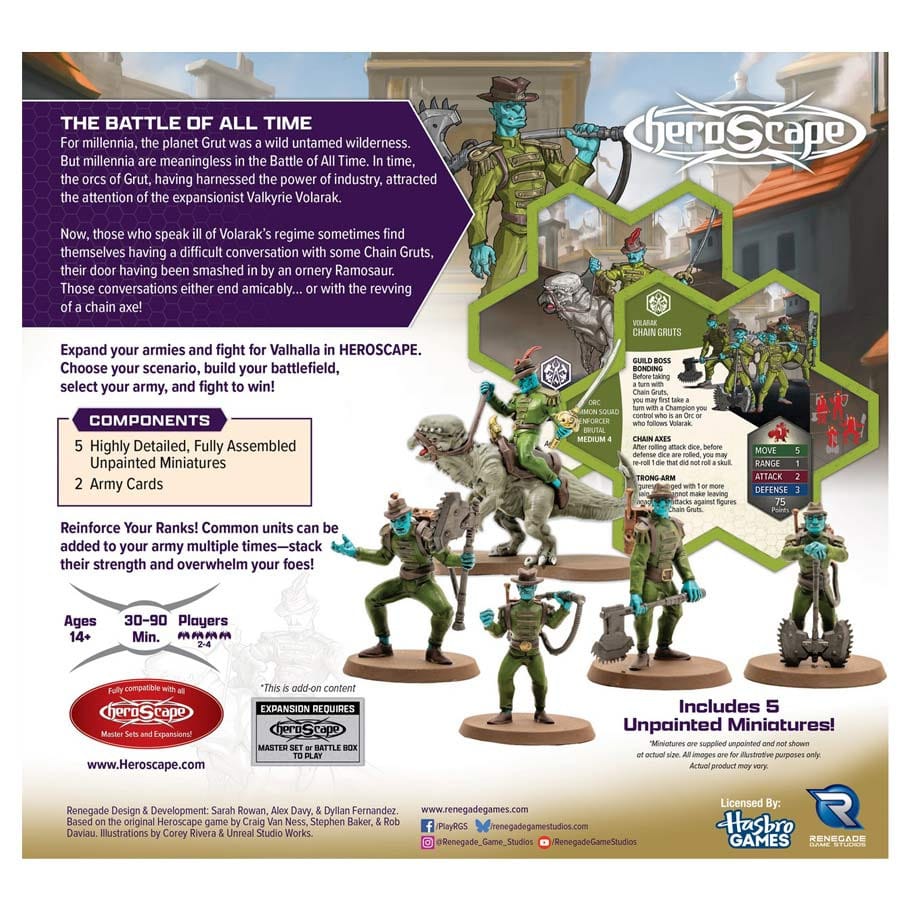 Renegade Game Studios Tabletop Games > Miniature Games > Expansions Heroscape: Chain Gruts and Ramosaur Rider Army Expansion 810011728882 REN02888