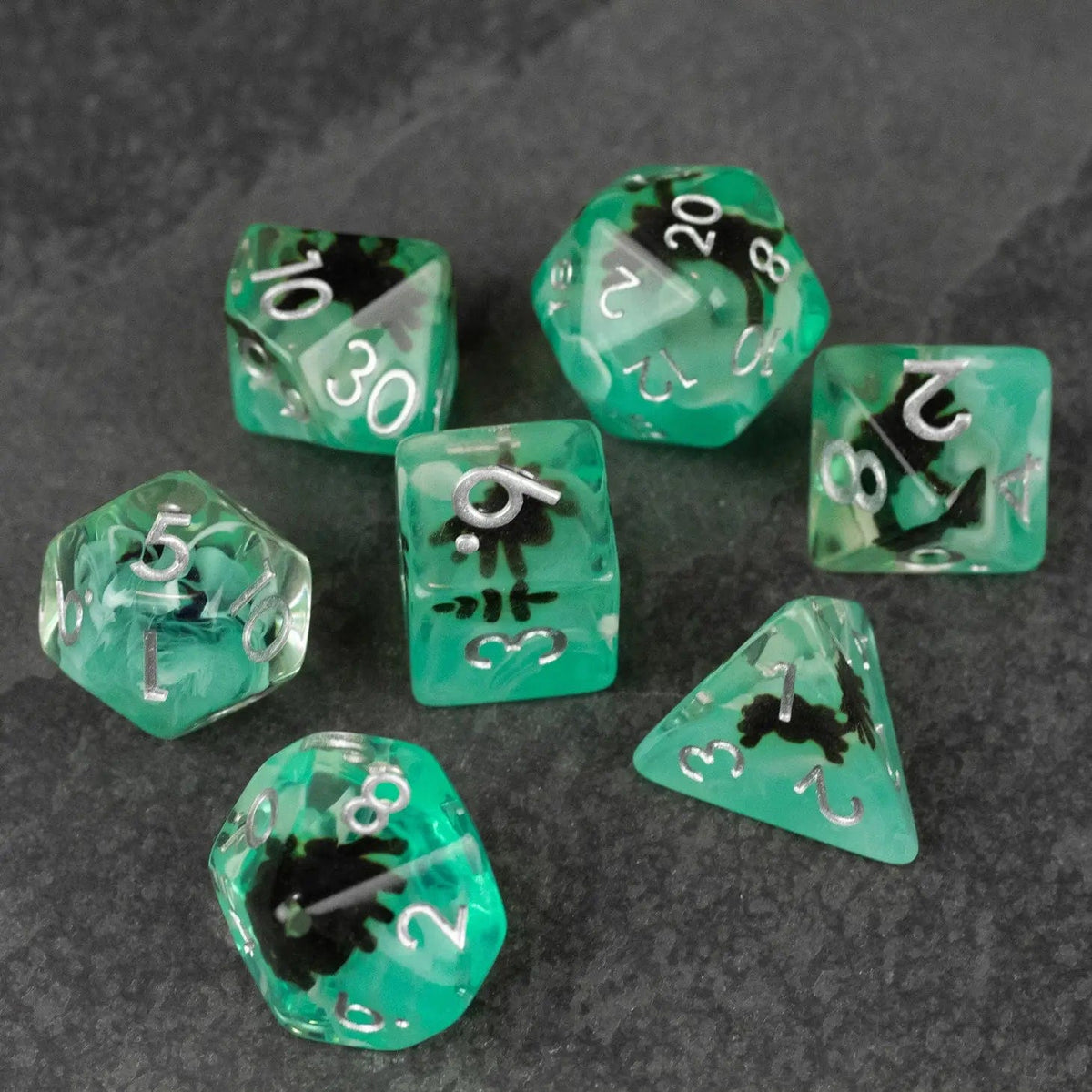 Riftgate Dice > Other Dice Riftgate: Black Spider Dice Set - Green 37133820 RE-SPIDER-GREEN