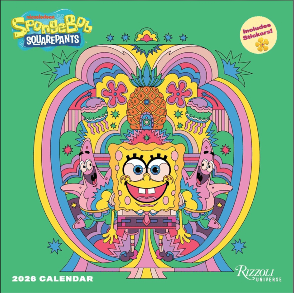Rizzoli Stationery > Calendars 2026 Wall Calendar - Spongebob Squarepants (Includes Stickers) 9780789348562 ING-9780789348562