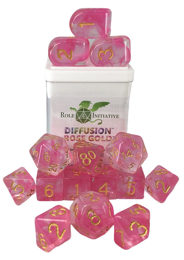 Role 4 Initiative Dice > Role 4 Initiative Polyhedral Dice: Diffusion Rose Gold - Set of 15 642896821163 R4I 50418-FC