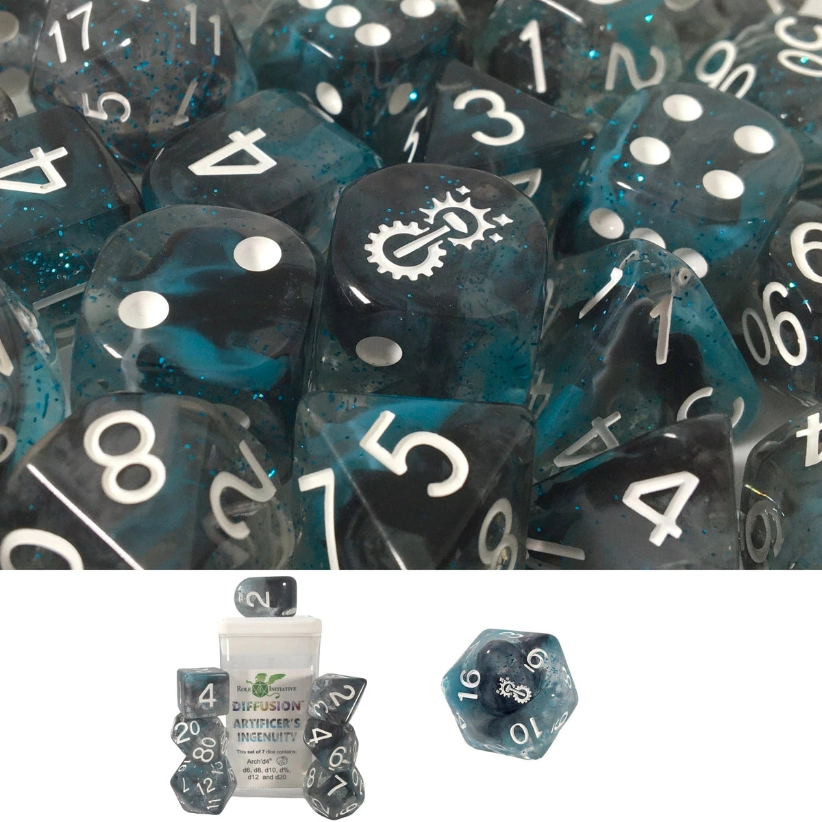 Role 4 Initiative Dice > Role 4 Initiative Role 4 Initiative: 7ct Dice Set - Diffusion Artificer's Ingenuity w/ Symbols 642896819429 50541-7C-S