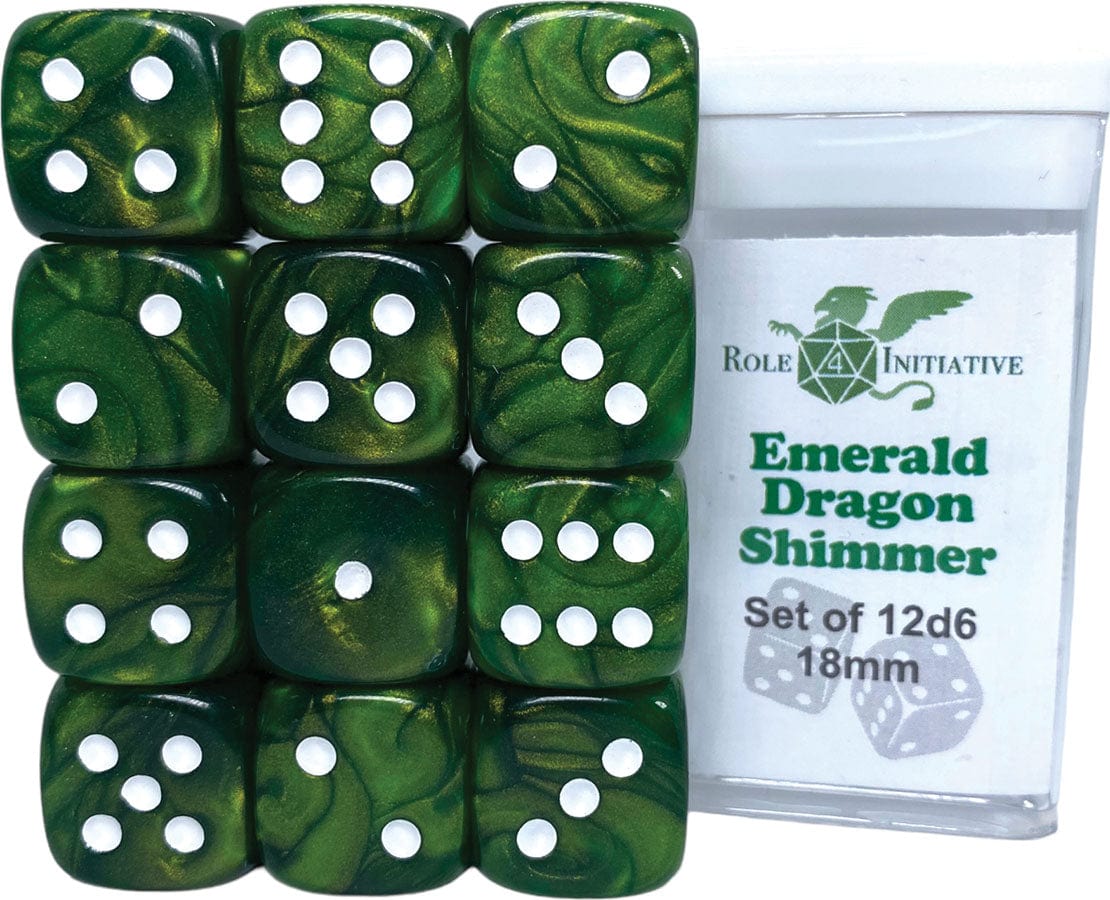 Role 4 Initiative Dice > Role 4 Initiative Role 4 Initiative: D6 Dice Set - Emerald Dragon Shimmer (12d6) 642896838796 R4I 50302-12P