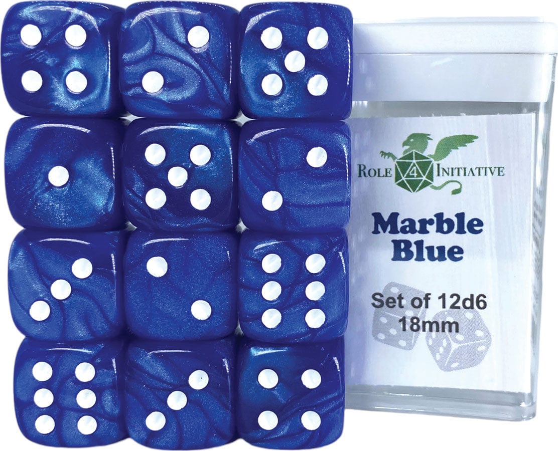 Role 4 Initiative Dice > Role 4 Initiative Role 4 Initiative: D6 Dice Set - Marble Blue (12d6) 642896838727 R4I 50201-12P