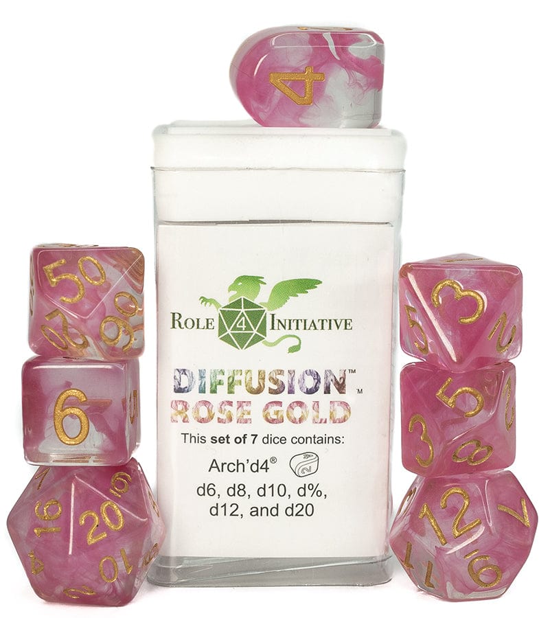 Role 4 Initiative Dice > Role 4 Initiative Role 4 Initiative: Polyhedral Dice 7ct - Diffusion Rose Gold 642896818668 R4I 50418-7C