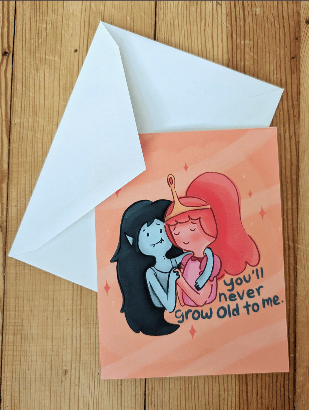 Sadsquatch Non-Collectible Card You'll Never Grow Old To Me - Cute Adventure Time Romantic CARDS-GROLD