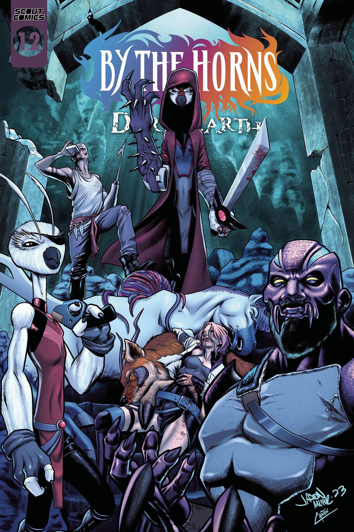 SCOUT COMICS Comic Books BY THE HORNS DARK EARTH #12 02221168620001211 JUN232066