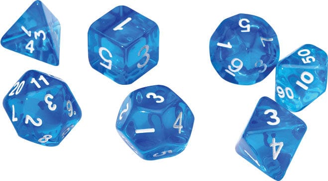 Sirius Dice Dice > Sirius Dice Sirius Dice: RPG Dice 7ct - Translucent Blue Resin 850001609067 SDZ 0001-07